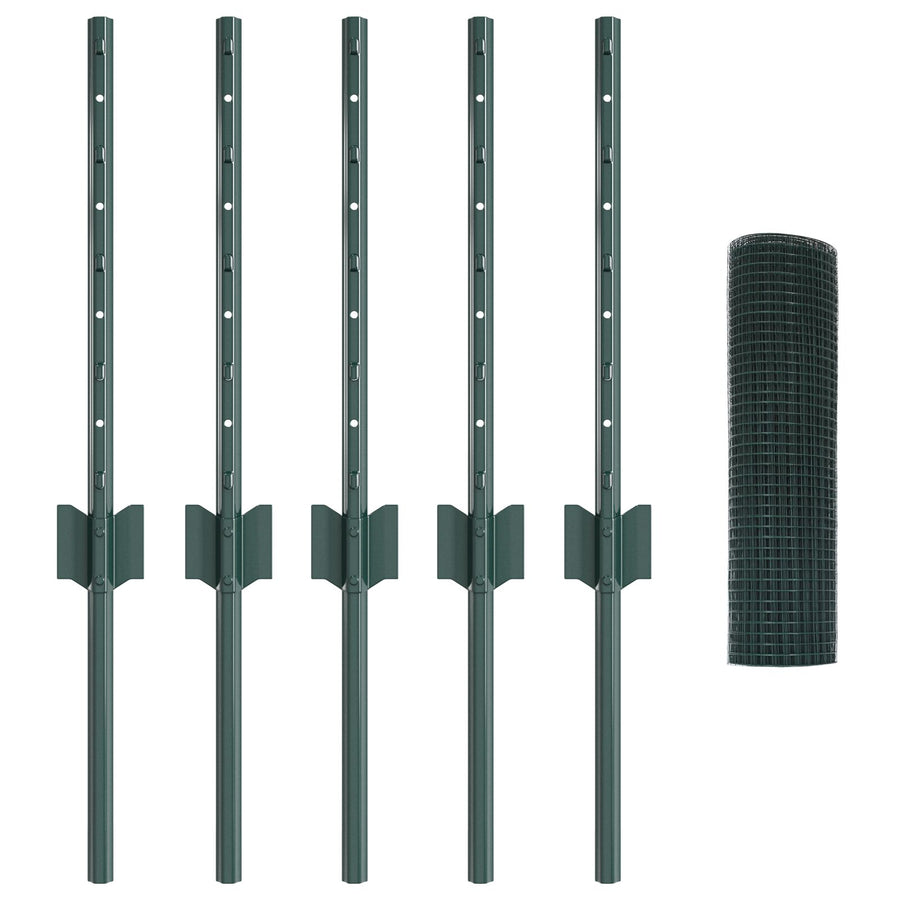 Gelaste Draadhek Met 5 U-Paaltjes Groen 0,4X10 M Staal