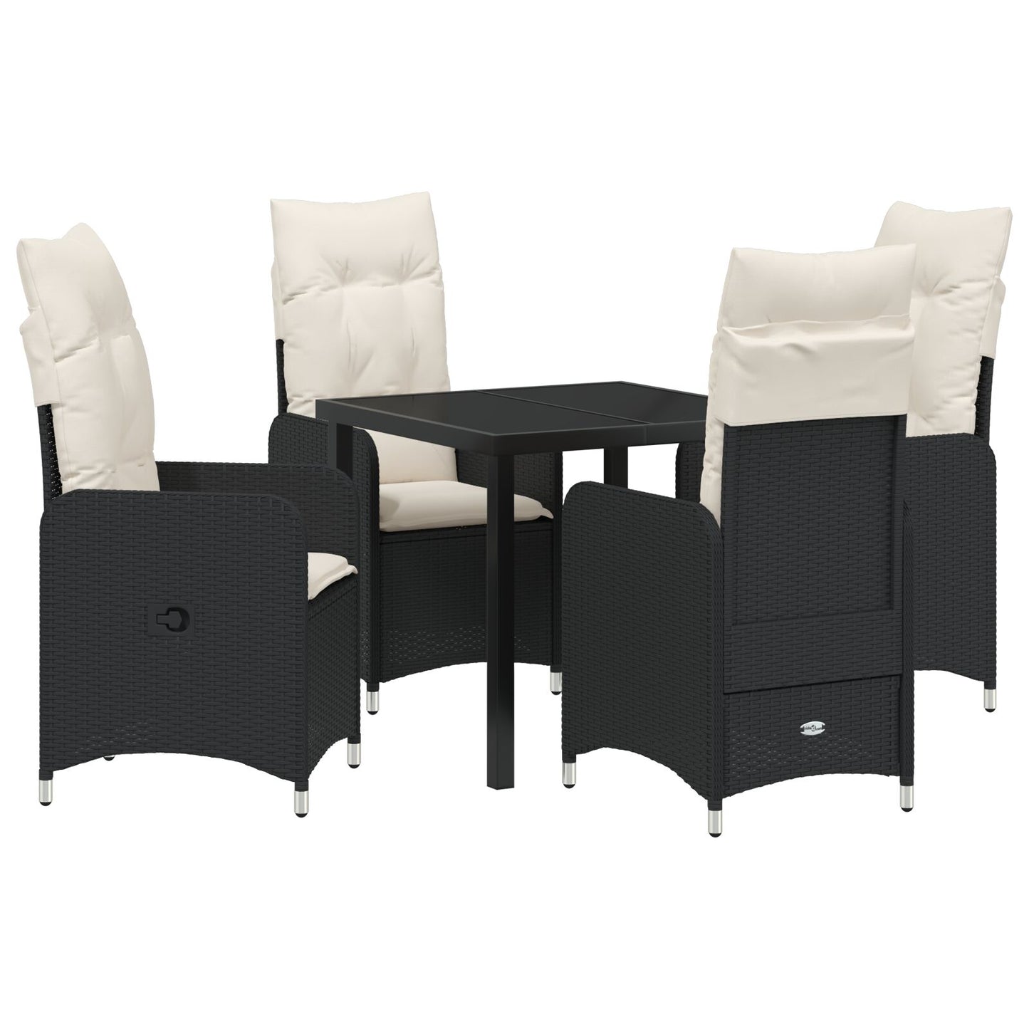 5-Delige Tuinset Met Kussens Zwart Poly Rattan