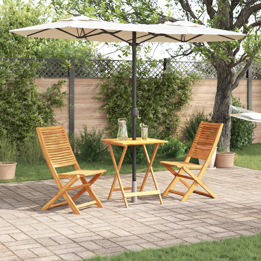 3-Delige Opvouwbare Bistroset Van Massief Acaciahout 60 cm tafel lengte 2x stoelen + vierkante tafel