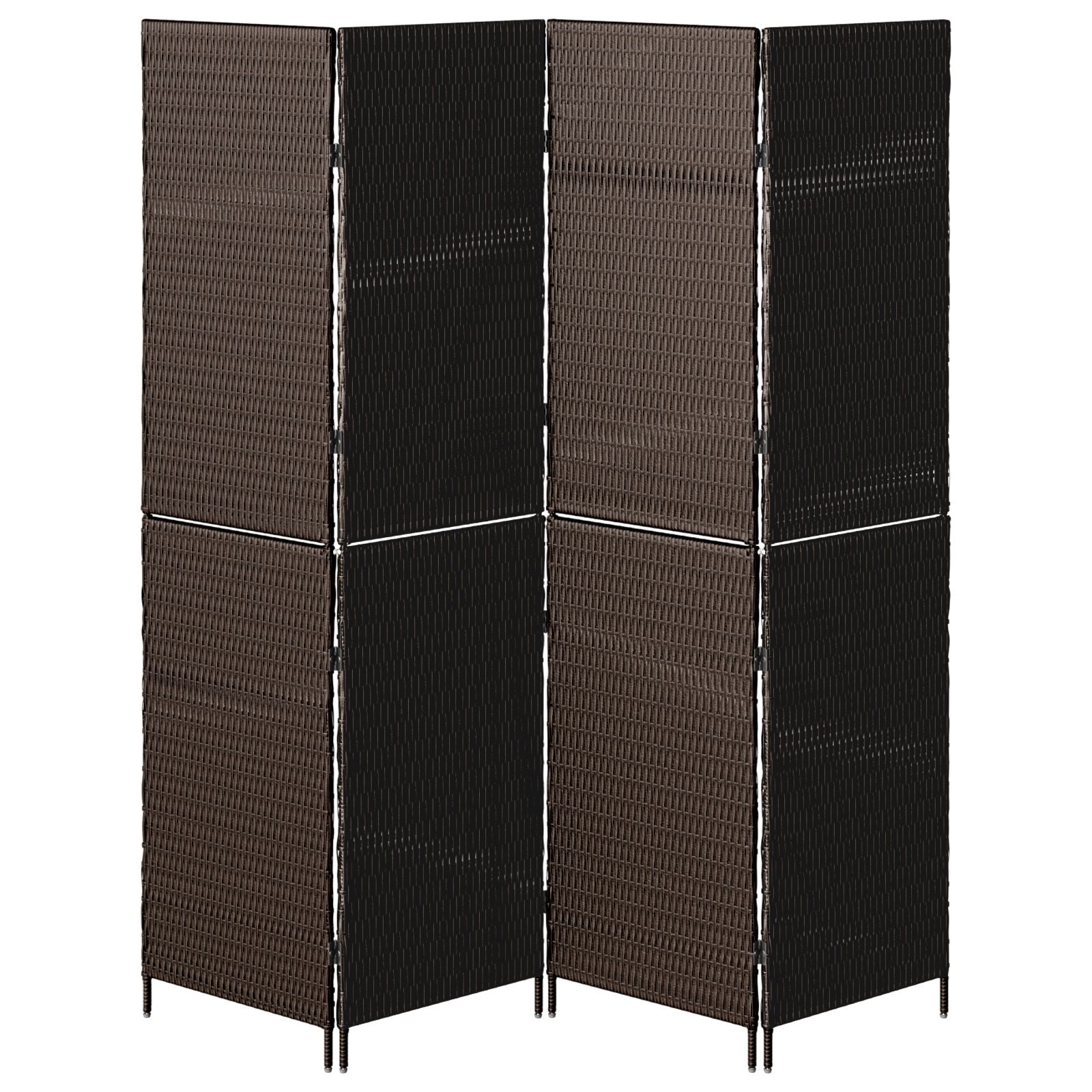 Kamerscherm Vouwbaar 195X Poly Rattan 180 cm Bruin 4 panelen