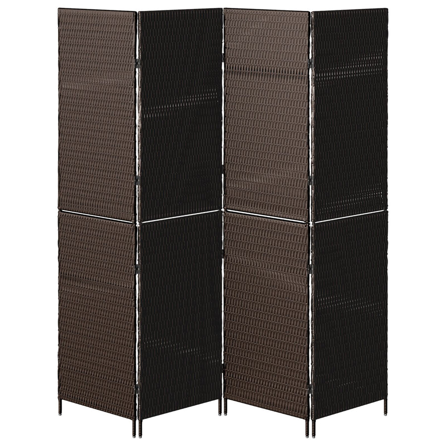 Kamerscherm Vouwbaar 195X Poly Rattan 180 cm Bruin 4 panelen