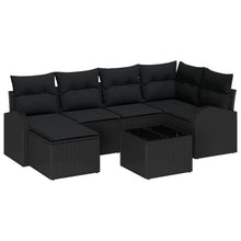 7 Stuks Tuinbank Set Met Kussens Beige Poly Rattan