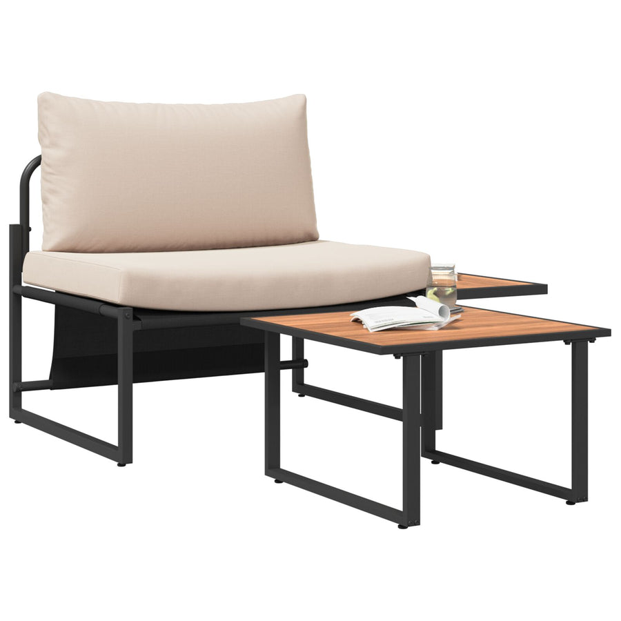 2-Delige Tuin Sofaset Losse Stoel Met Kussens Taupe