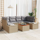 Garden Storage Sofa Set 7 pcs Beige and Light Grey poly rattan