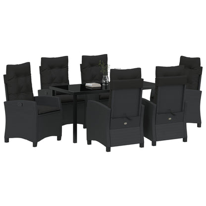 7-Delige Tuinset Met Kussens Zwart Poly Rattan