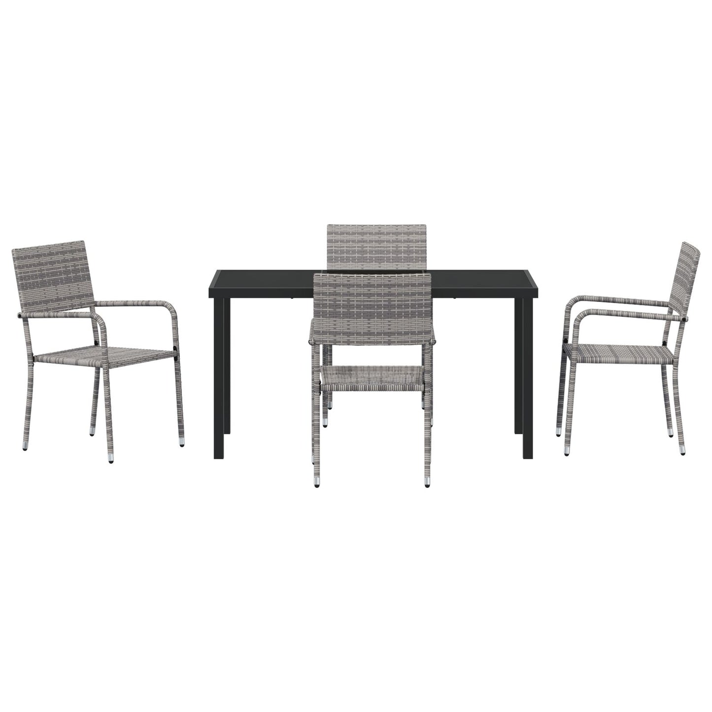 5 Delige Tuinset Grijs Poly Rattan