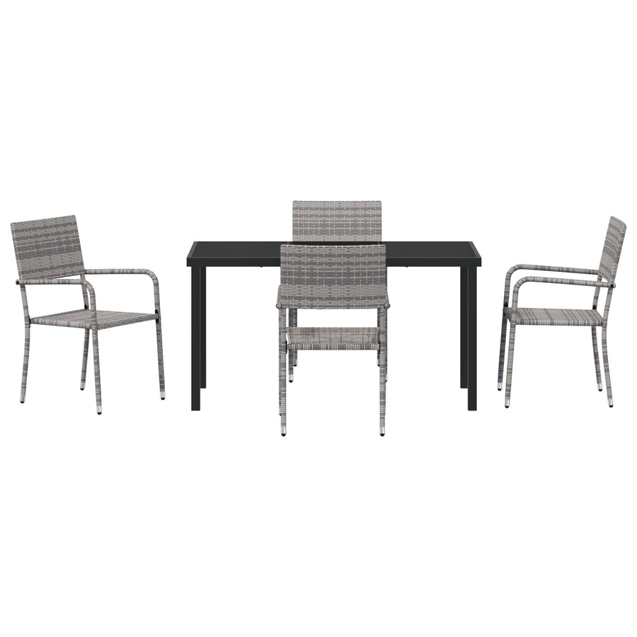 5 Delige Tuinset Grijs Poly Rattan