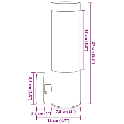 Buitenspotlichten 2 Stuks Rvs Ip44 Zwart zonder sensor