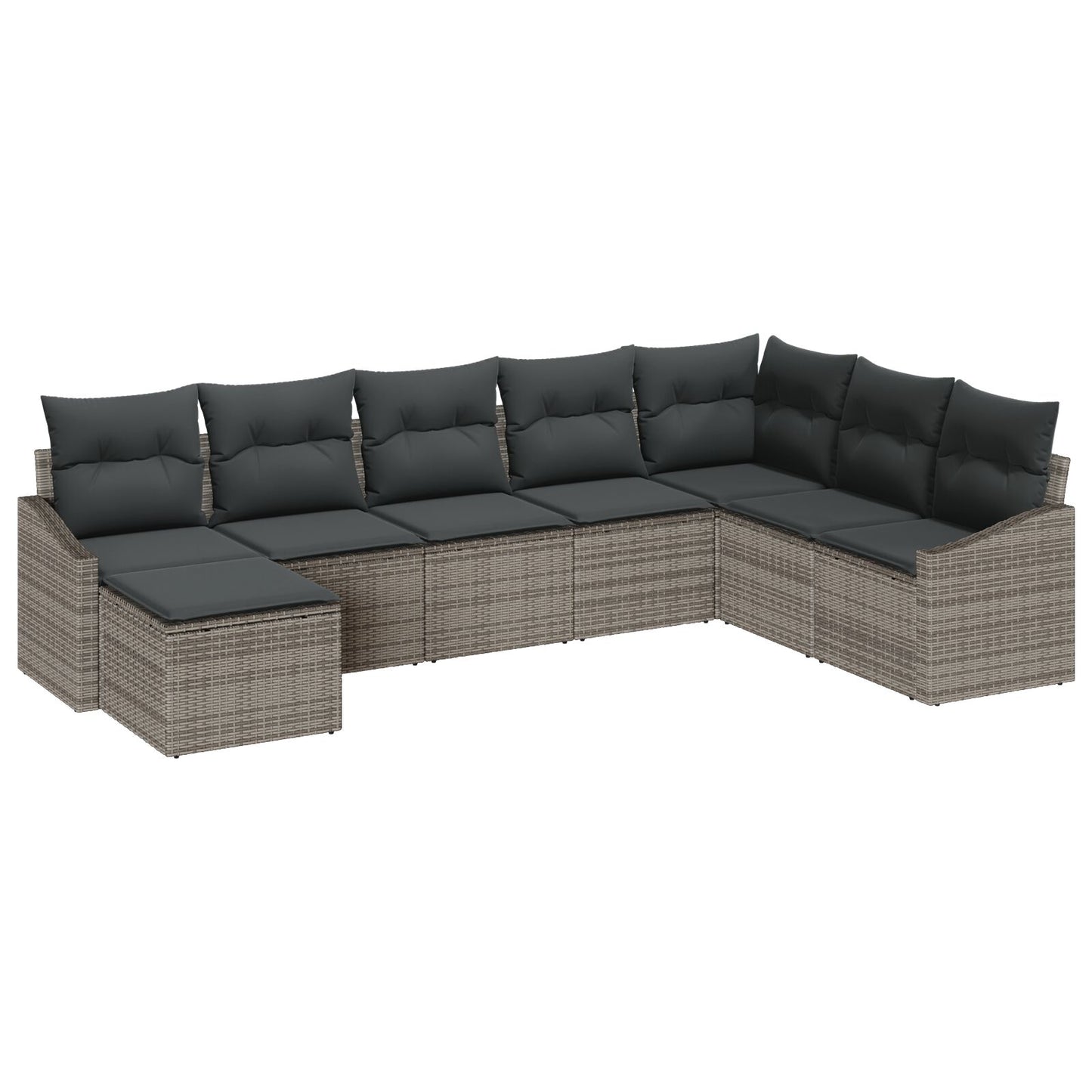 8-Delige Tuin Sofa Set Met Kussens Grijze Poly Rattan