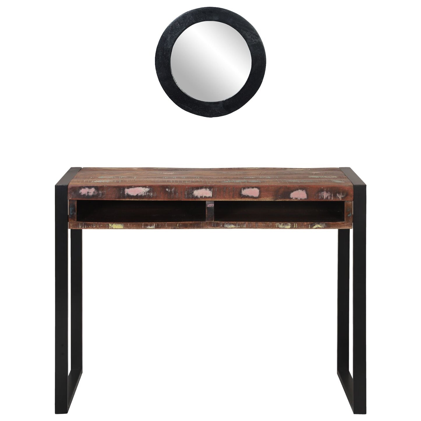 Kaptafel Met Spiegel Multicolor 100X50X75 Cm Massief Hout Gerecycled