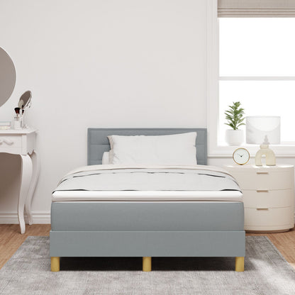 Boxspring Bed Met Matras Stof Lichtgrijs 120 x 200 cm Lijnen ontwerp