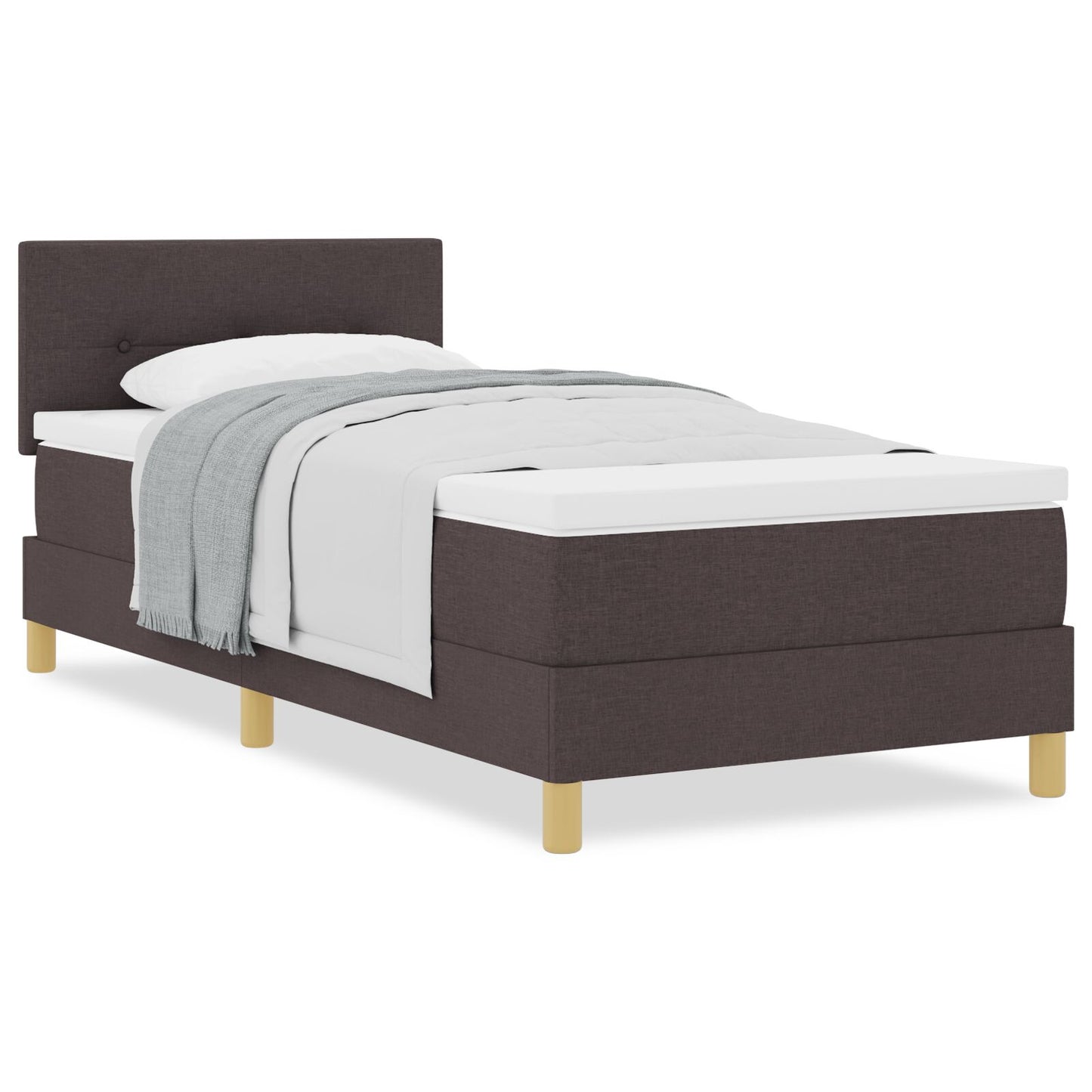 Boxspringbed Met Matras Stof Donkerbruin 90 x 190 cm Knopen gestoffeerd
