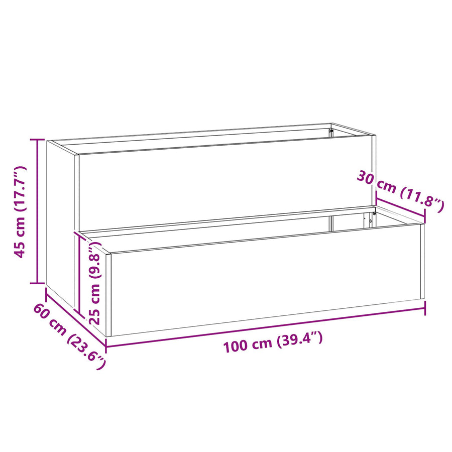 Tuinplanter 2-Tier 100 x 60 x 45 cm Roestvrijstaal