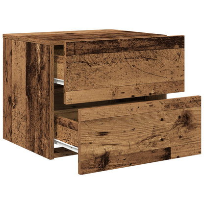 Nachtkastjes Met Led-Verlichting 2 Stuks Wandgemonteerd Oud Hout Oude hout