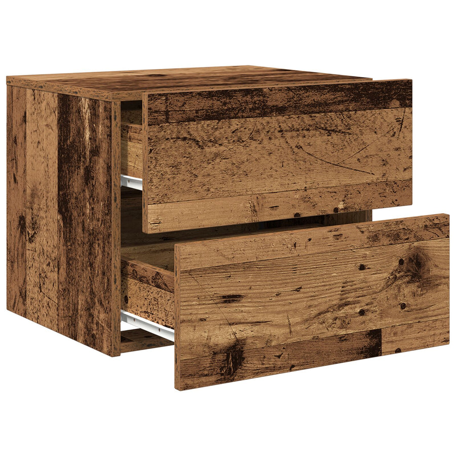 Nachtkastjes Met Led-Verlichting 2 Stuks Wandgemonteerd Oud Hout Oude hout