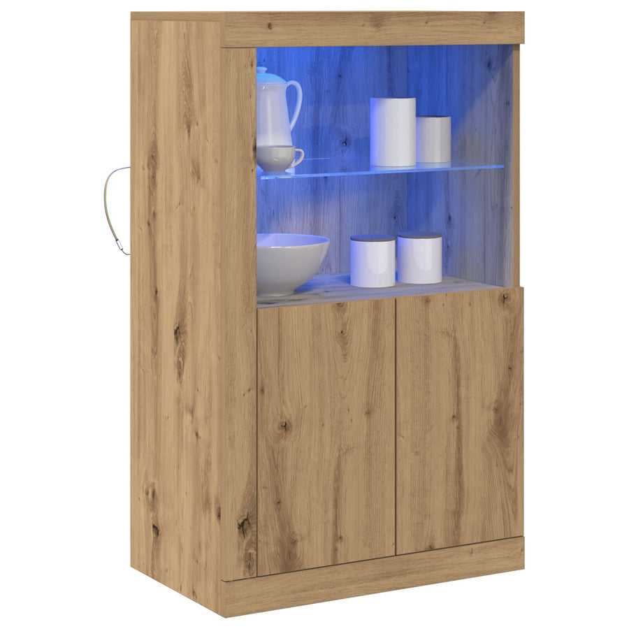 Dressoir Met Led-Verlichting Artisan Eiken 60,5X37X100 Cm