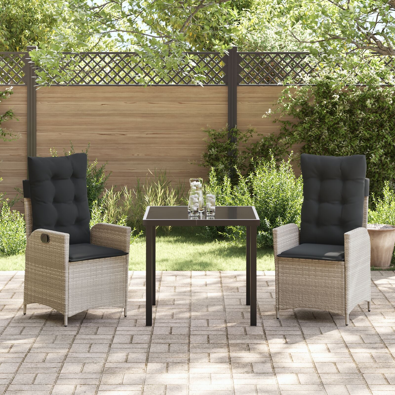 Set Van 2 Lichtgrijs, Anthraciet Pe Rattan, Poedergecoat Staal