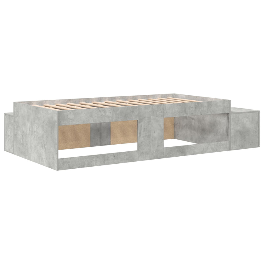 Opslagbed Beton Grijs Engineered Wood 75 X 190 Cm Opslagbedframe Artisanaal Eiken