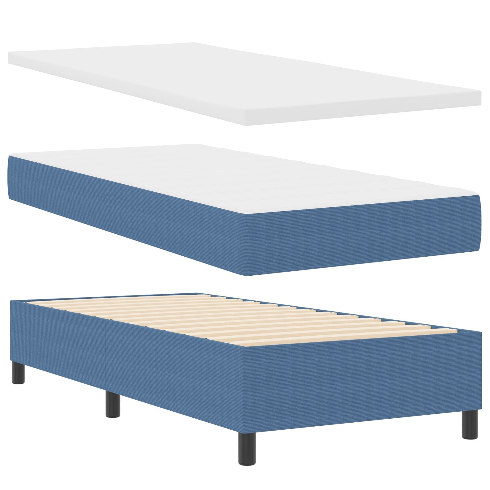 Boxspringbed Met Matras Blauw Corduroy Stof 90 X 190 Cm