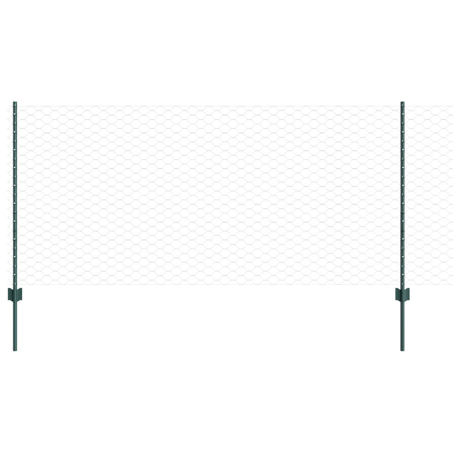 Hekpaaltjes 5 St U-Profiel Groen 100 Cm Staal,  Zeshoekig Hek Groen 1X10 M Staal