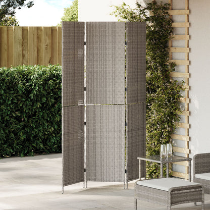 Kamerscherm Opvouwbaar 147X Poly Rattan 180 cm Grijs 3 panelen
