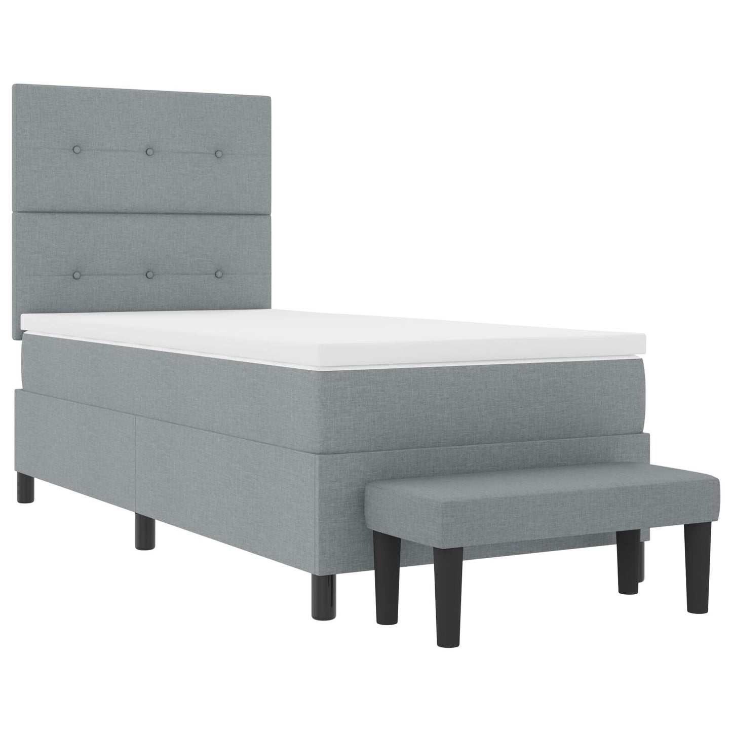 Boxspringbed Met Matras & Bankje Stof Lichtgrijs 80 x 200 cm Knopgeknopt