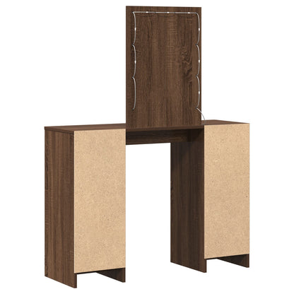 Kaptafel Met Led-Lampen Bruin Eiken 102X33X135 Cm Bruine eiken