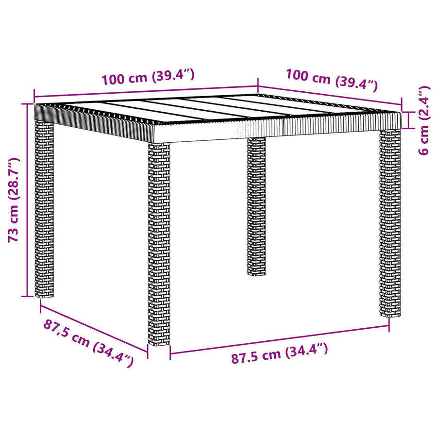 5-Delige Tuin Eettafel Set Met Kussens Bruin Poly Riet