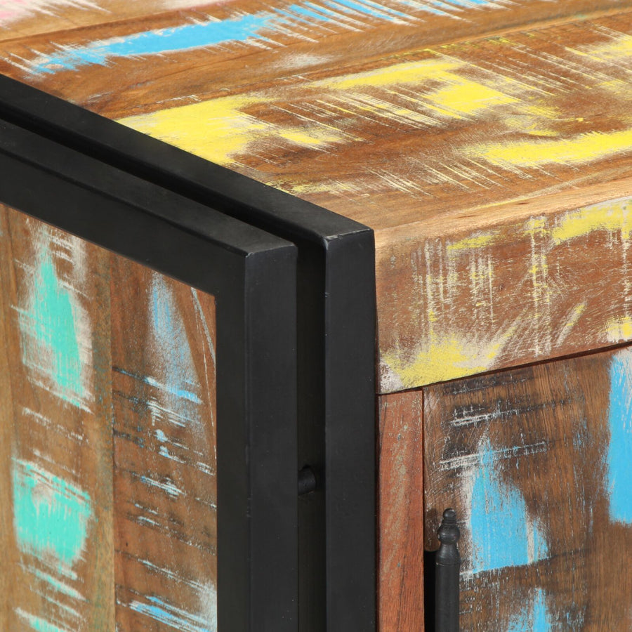 Schoenkast Zwart 30X30X40 Cm En Staal Massief gerecycled hout