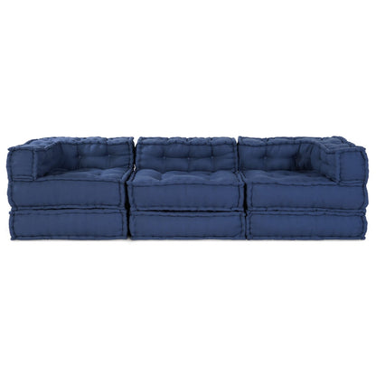Modulaire Poefs 3 Stuks Stof Indigo 70 x 70 x 54 cm Midden + 2x hoek