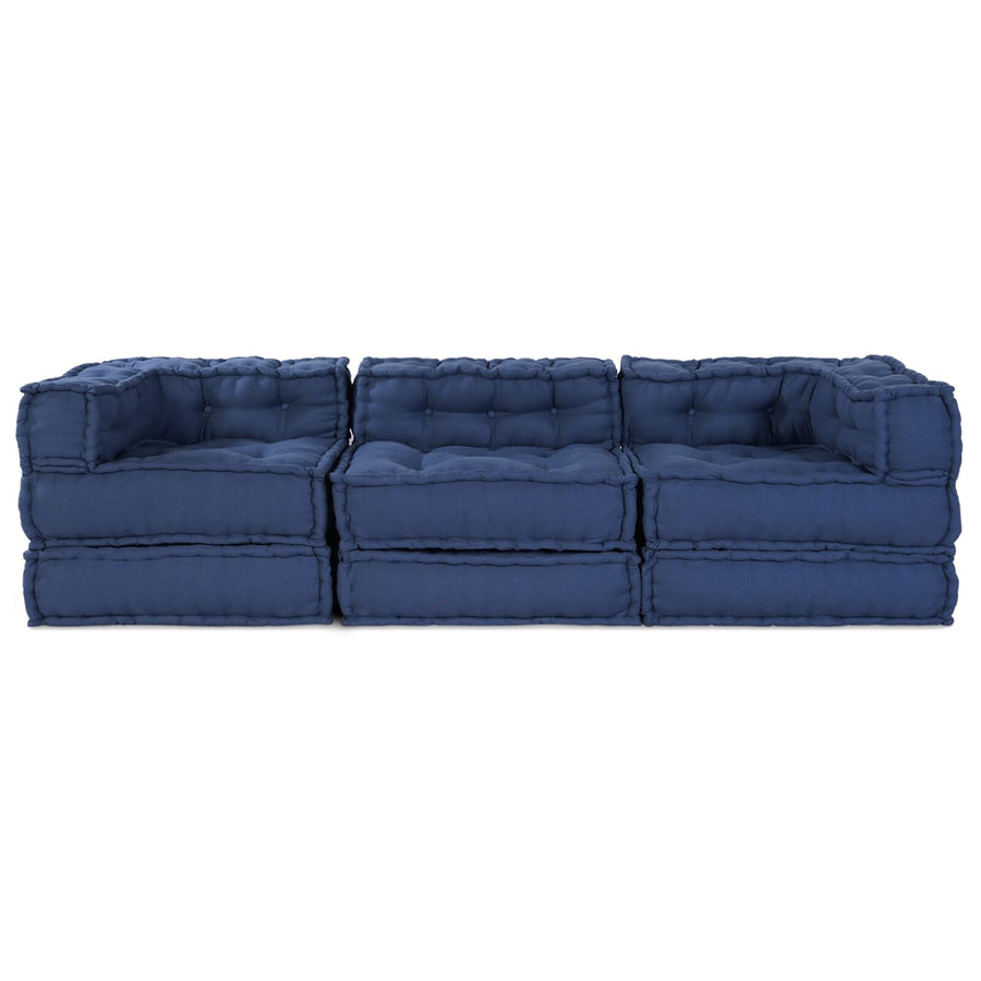 Modulaire Poefs 3 Stuks Stof Indigo 70 x 70 x 54 cm Midden + 2x hoek