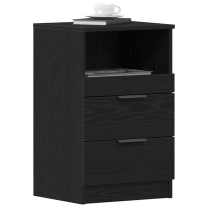 Nachtkastjes 2 Stuks Zwart Eiken 40X35X65 Cm Bewerkt Hout