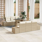 Tuin loungeset 7-delig polyrattan beige
