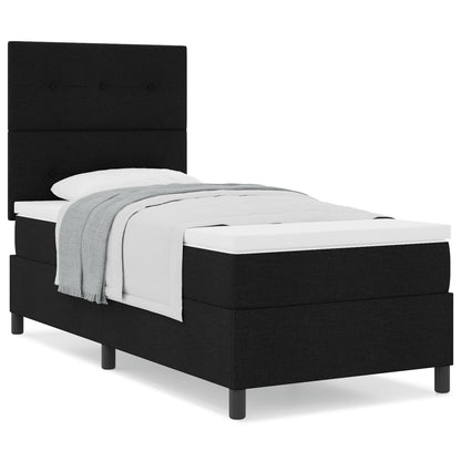 Boxspringbed Met Matras Stof Zwart 80 x 200 cm Knopgeweven