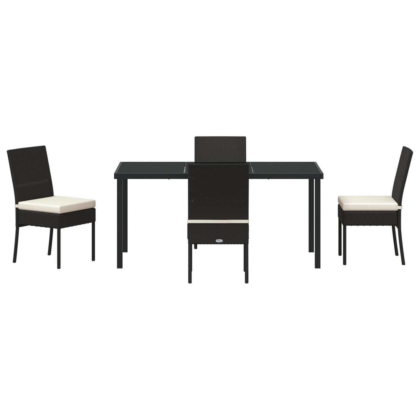 5-Delige Tuin Eetset Zwart Poly Rattan