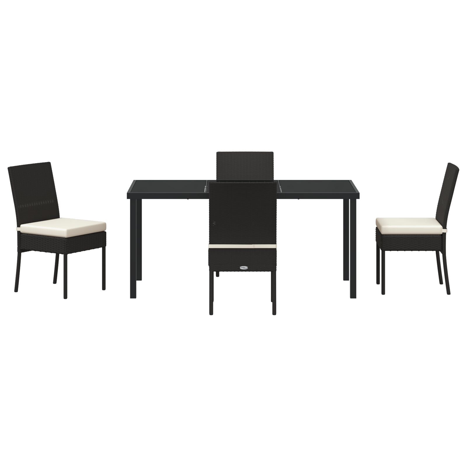5-Delige Tuin Eetset Zwart Poly Rattan