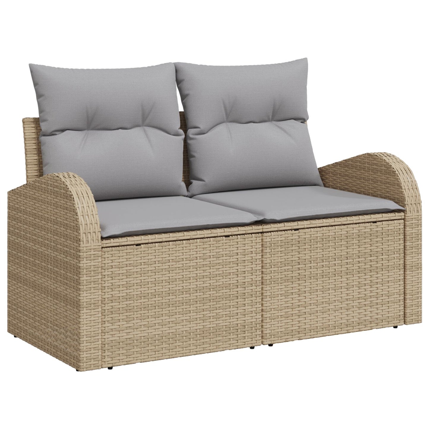 4-Delige Tuin Sofa Set Met Kussens Poly Rattan Beige en grijs zonder tafel