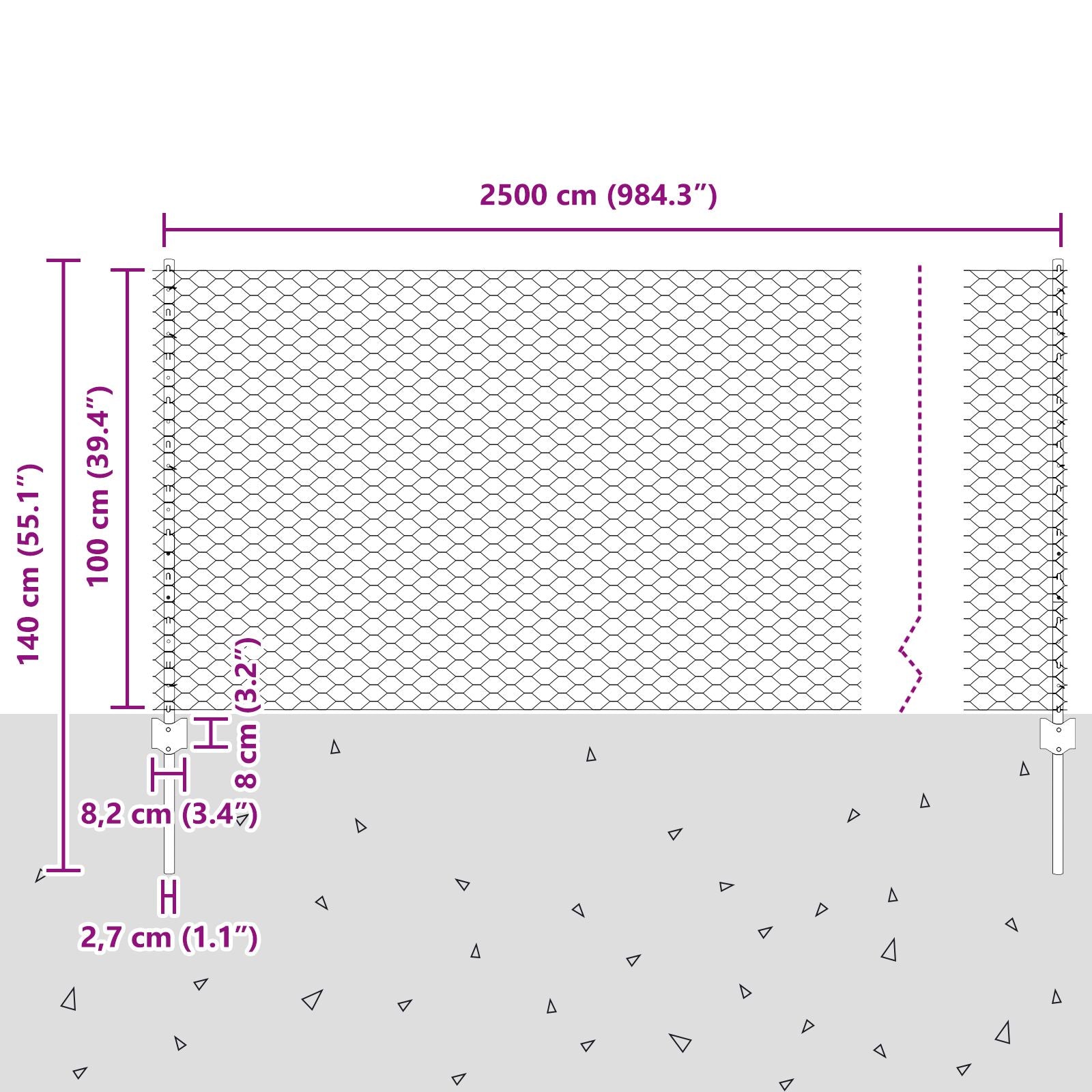 Tuinhek Set Set Van 2 Groen Metaal 25 X 1 M Duurzaam Tuinhek