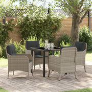 Tuinstoelenset poly rattan lichtgrijs 4 personen