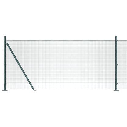 Geglitste Draad Omheining Met 13 Flanged Posts Groen 1X50 M Staal Gegalvaniseerd Staal