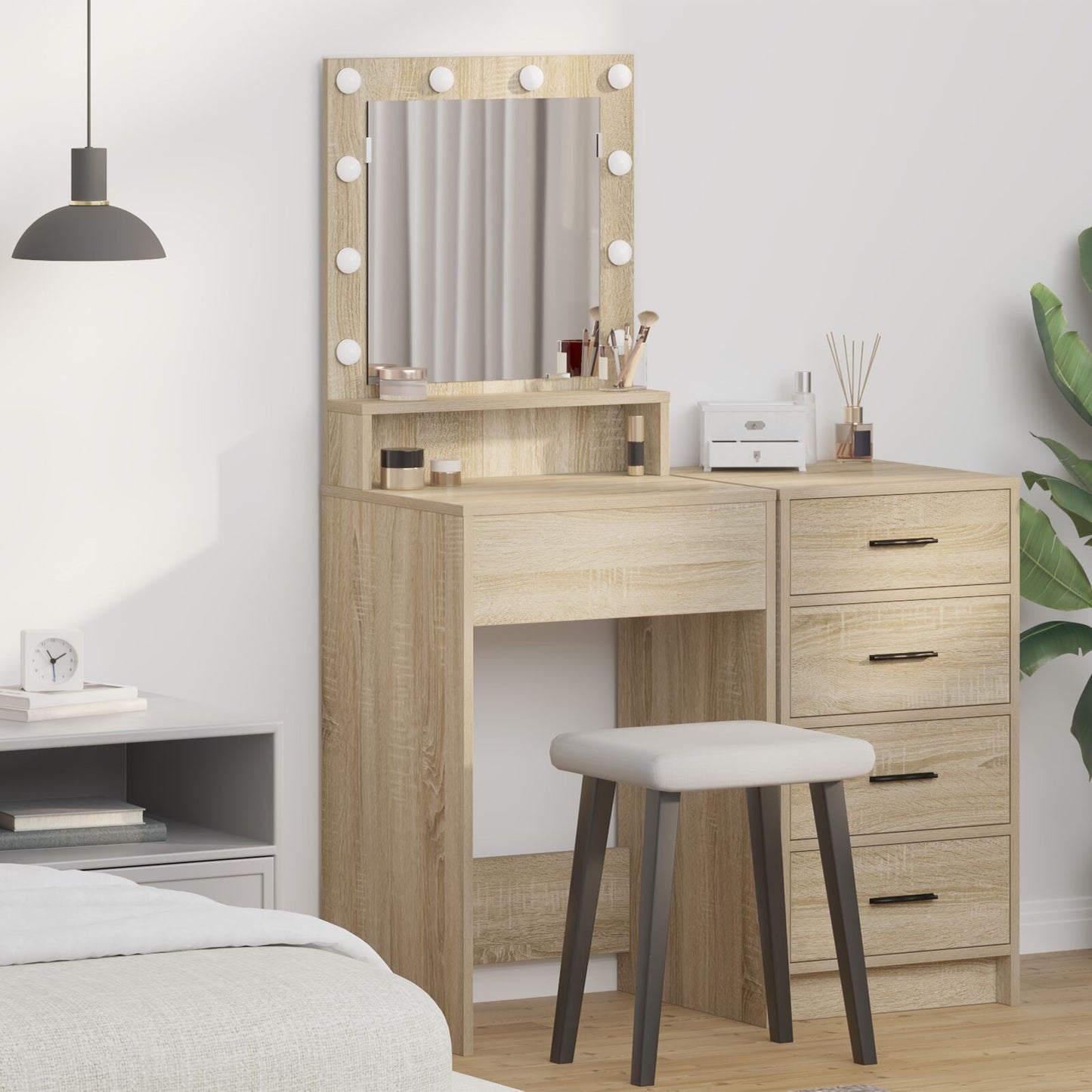 Kaptafel Met Led Verlichting In , Sonoma Eiken 50 x 41 x 135 cm