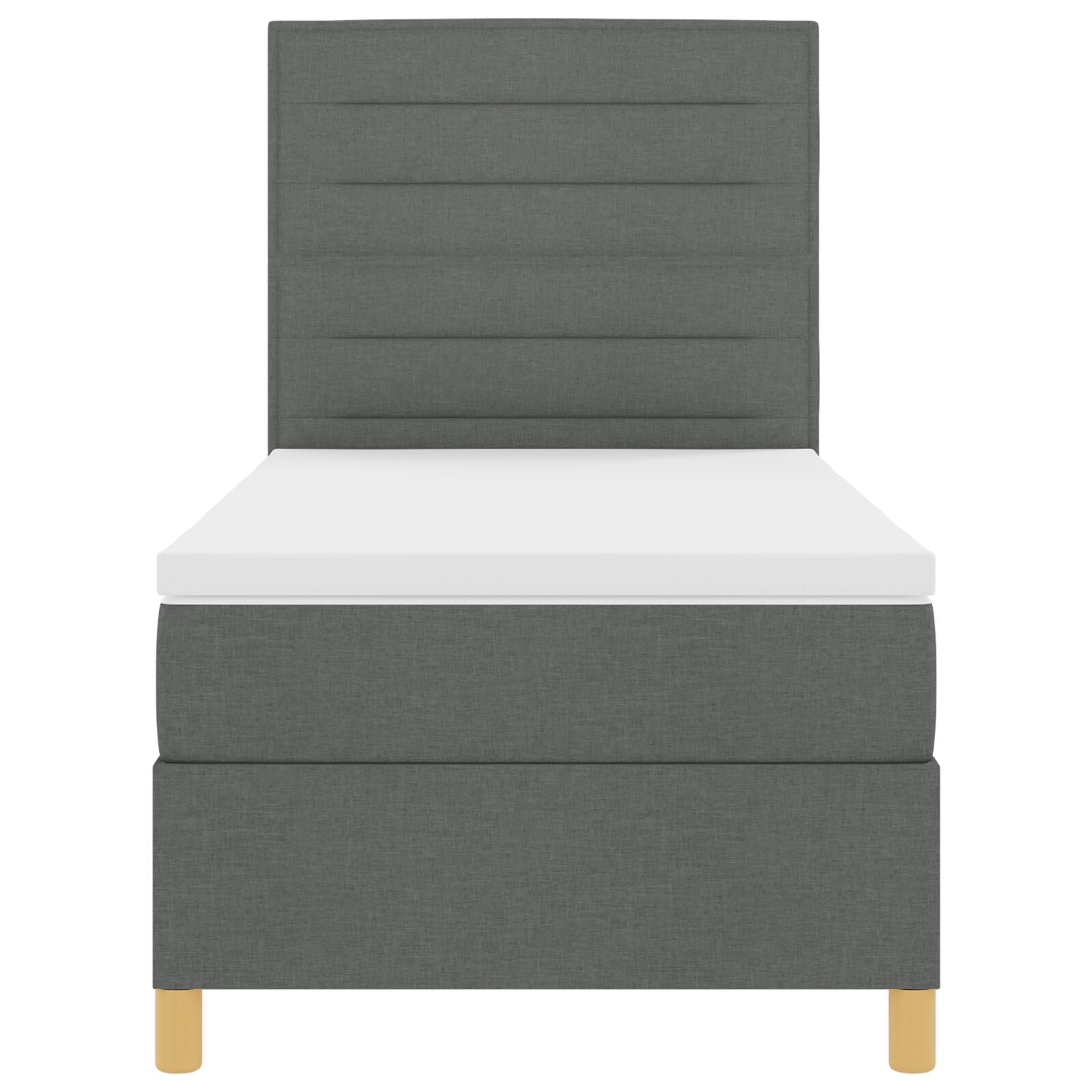 Boxspring Bed Met Matras Donkergrijs 90X200 Cm Stof Blauw