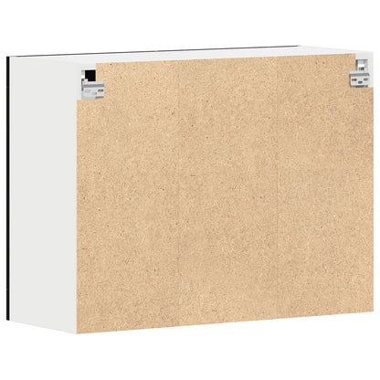 Zwarte Eiken Hangende Glazen Kast 80X31X60 Cm Gemaakt Van Bewerkt Hout
