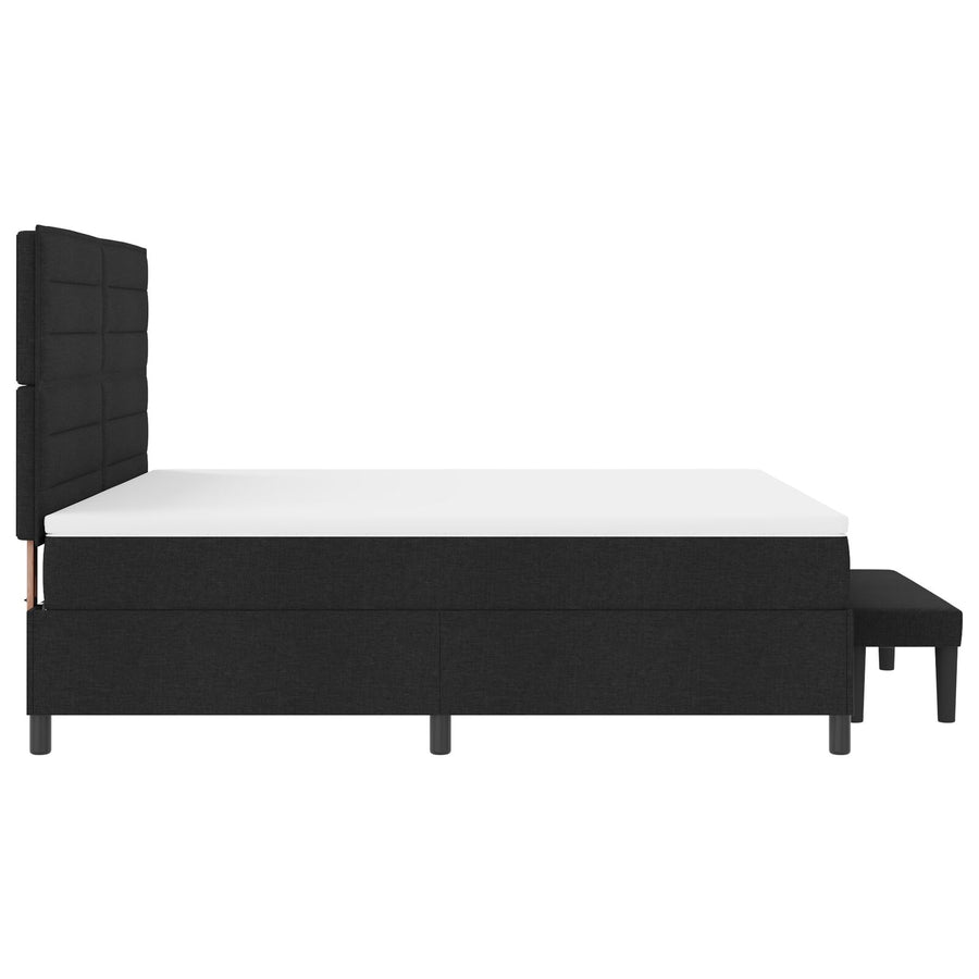Boxspring Bed Met Matras & Bank Stof Zwart 180 x 200 cm Lijnen ontwerp