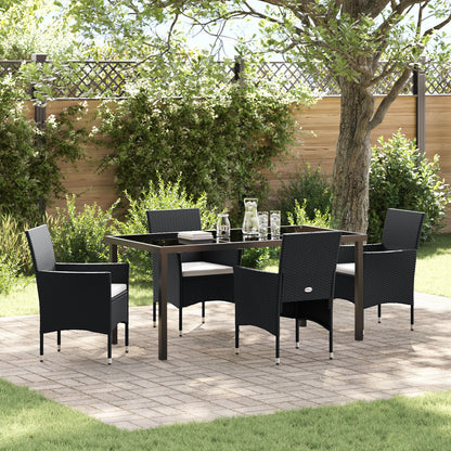 5-Delige Tuin Eetset Zwart Poly Rattan