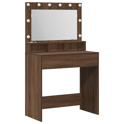 Kaptafel Met Led-Verlichting Bruin Eiken 79 x 41 x 135 cm