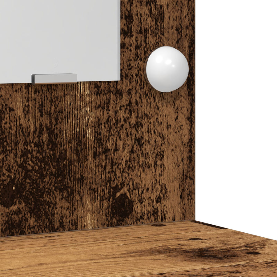 2-Delige Kaptafel Set Met Led Oude Houten Engineered Wood