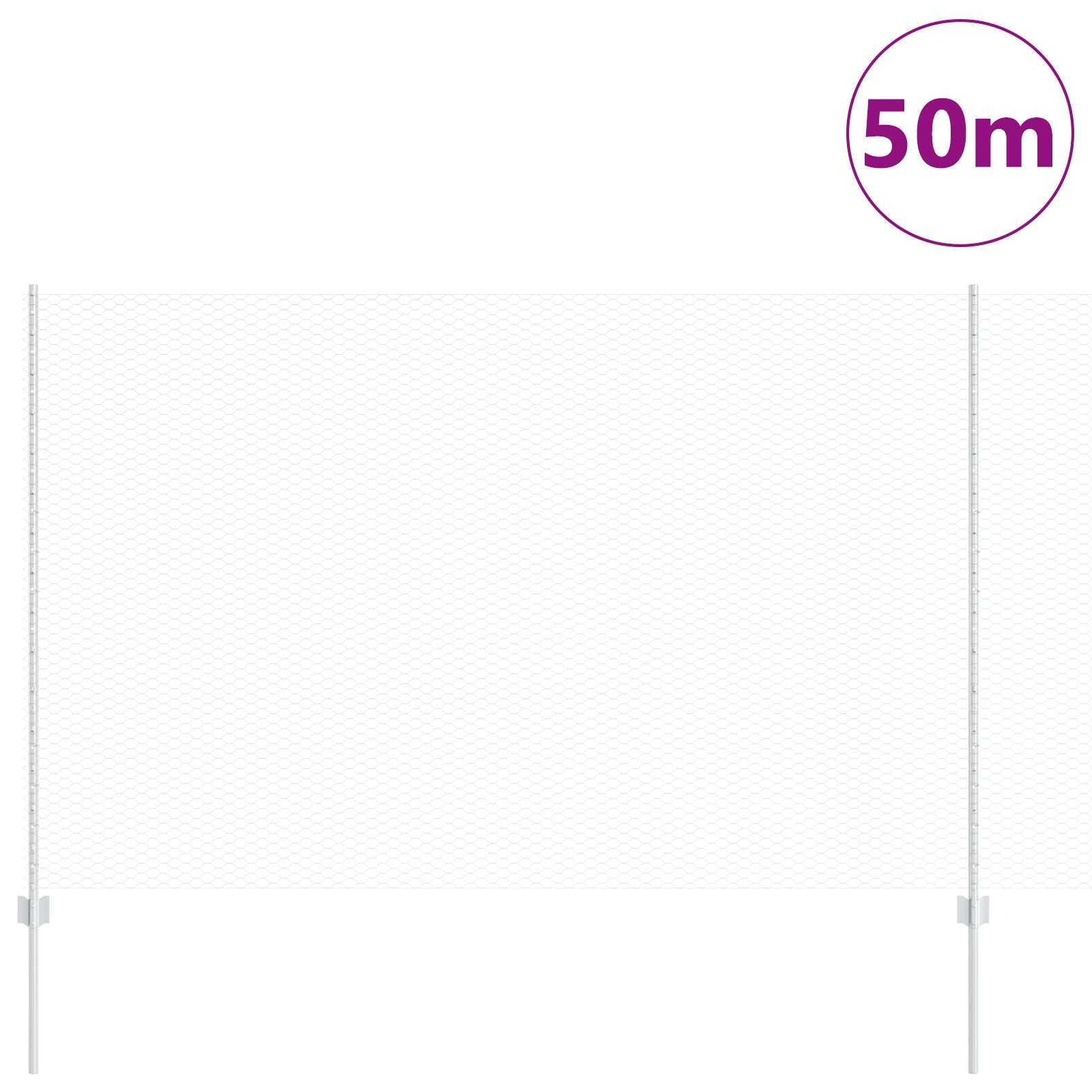 Hekpalen 22 Stuks U-Vorm 160 Cm Gegalvaniseerd Staal,  Hexagonaal Hek 1.6X50 M Gegalvaniseerd Staal