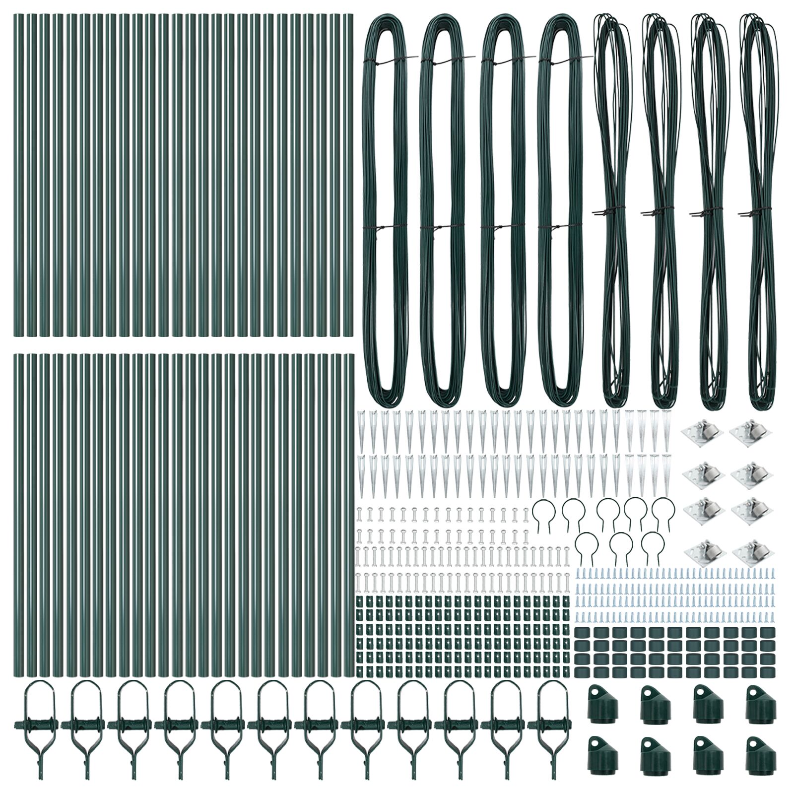 Hekpalen Met Spie 52 Stuks Ø32 Mm Gegalvaniseerd Staal Groen 80 cm 52x spijkerstok