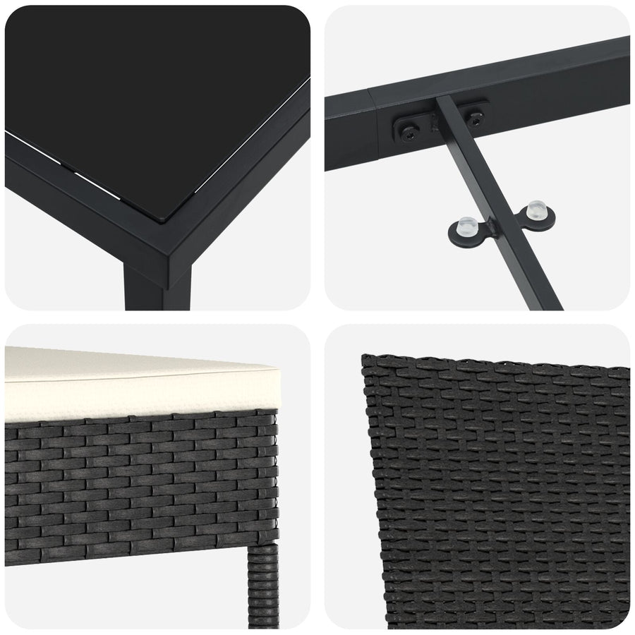 5 Delige Tuin Eetset Zwart Poly Rattan